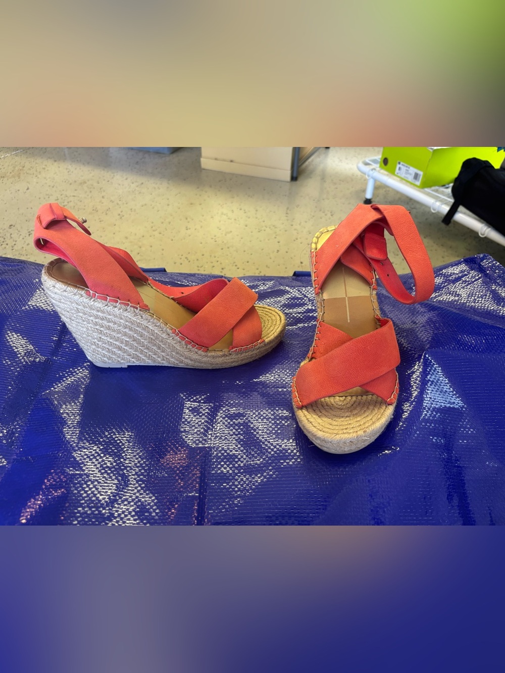 Dolce Vita Coral Orange Espadrille Wedge Sandals